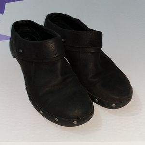 Merrell black studded slip on clogs/mules